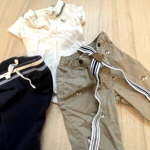 Janie and jack polo, sweatpants, and khakis with suspenders. 3-6 months